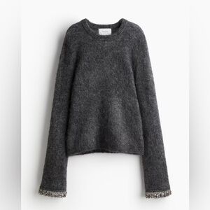 H&M Dark Gray Fuzzy Crewneck Sweater